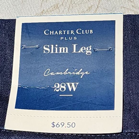 Charter Club‎ Plus Size Cambridge Slim Leg Stretch Blue Denim Pull On Pants 28W - Picture 8 of 16